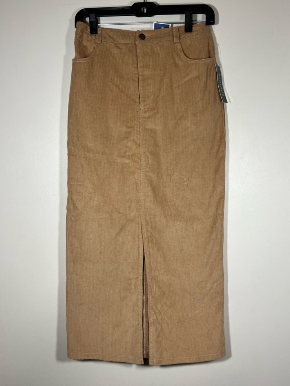 Kirious tan boho western corduroy classic midi retro fall skirt pockets M